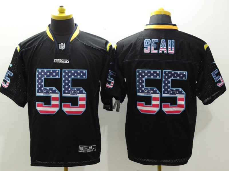 Men's Los Angeles Chargers Junior Seau #55 Black Jersey
